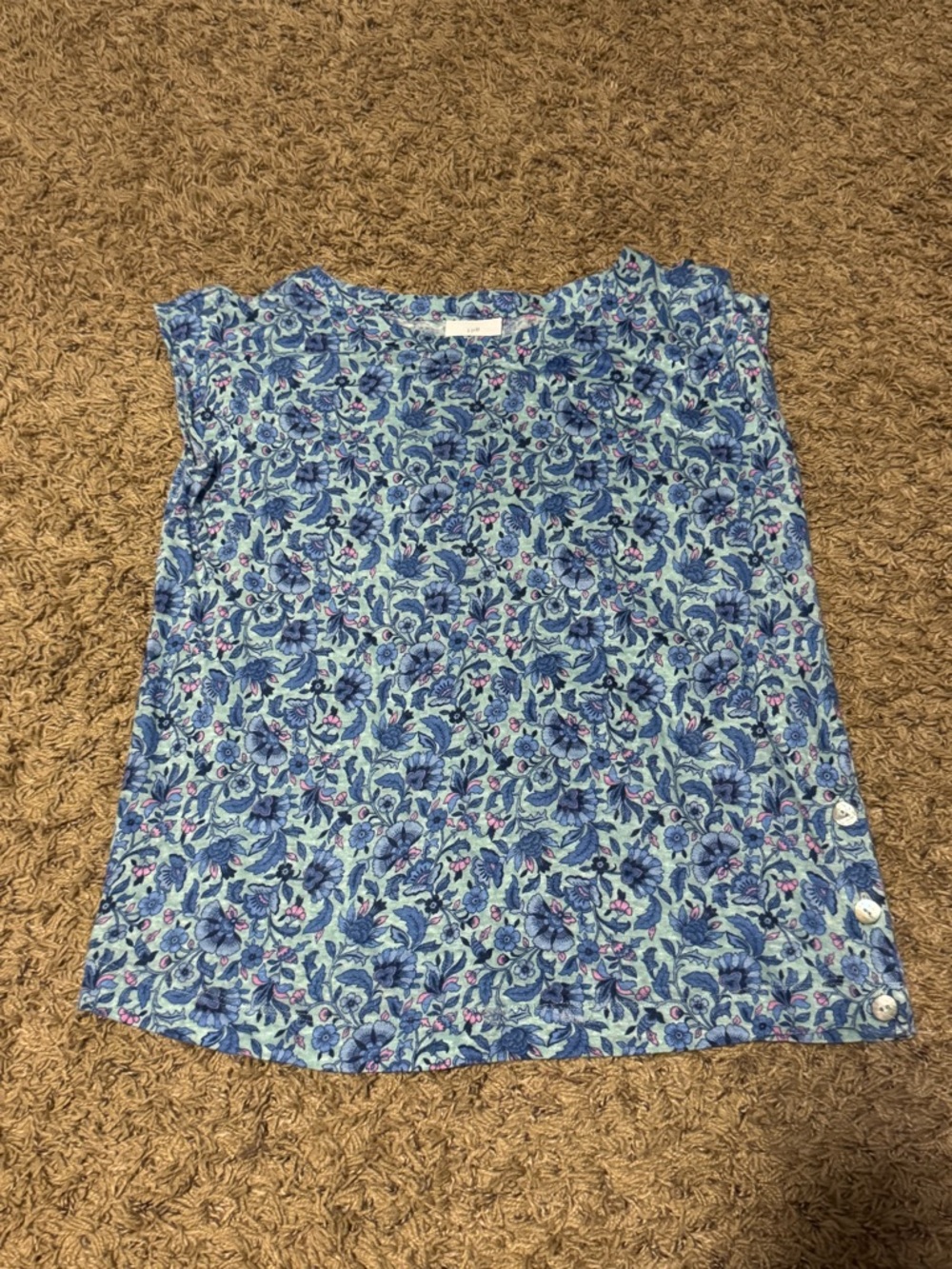 J. Jill Blue Floral Sleeveless Blouse